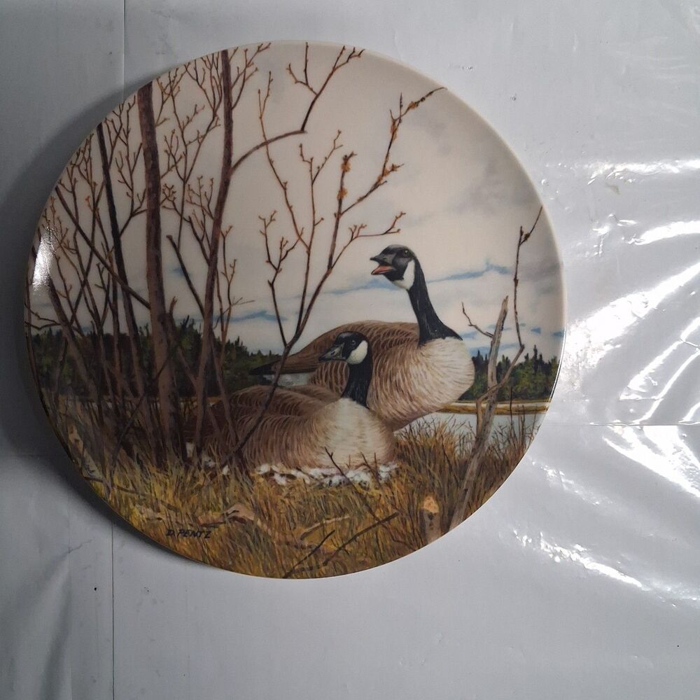 Old 1986 Nesting Donald Pentz Canada Goose Dominion Wings Upon The Wind Plate